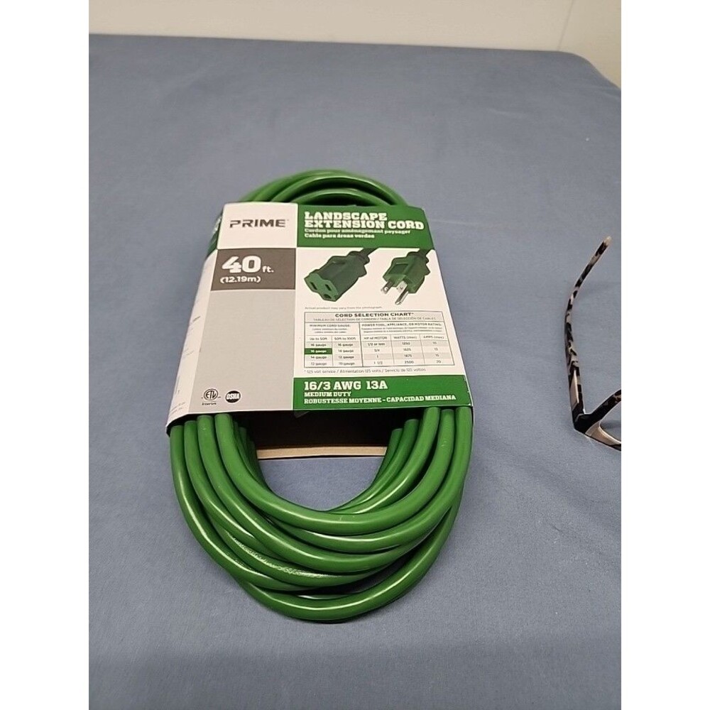 Prime 40' Outdoor Extension Cord Green 16/3 AWG Medium Duty NEW